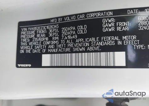 2012 Volvo Xc90 3.2/3.2 Platinum/3.2 Premier Plus из США, поврежденный, VIN YV4952CZ3C1626345
